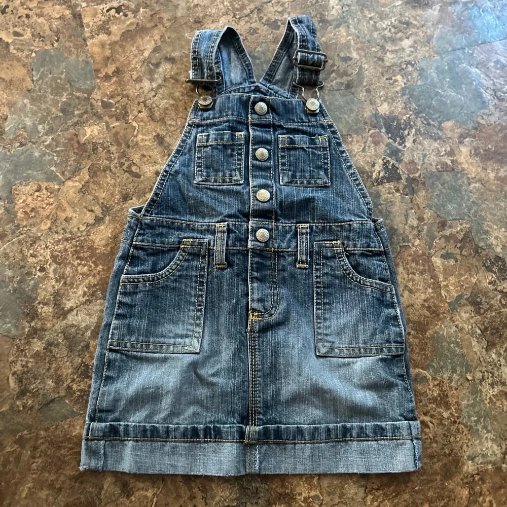 Old Navy Jean Overall Skirt Toddler Girls Size 3T Blue Denim Overalls One Piece
